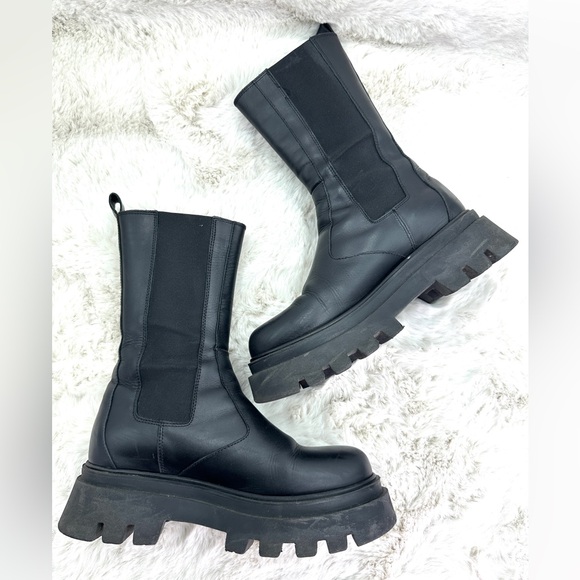 ALOHAS All Rounder chunky leather Boots Black Sz 9 Goth - Picture 5 of 16
